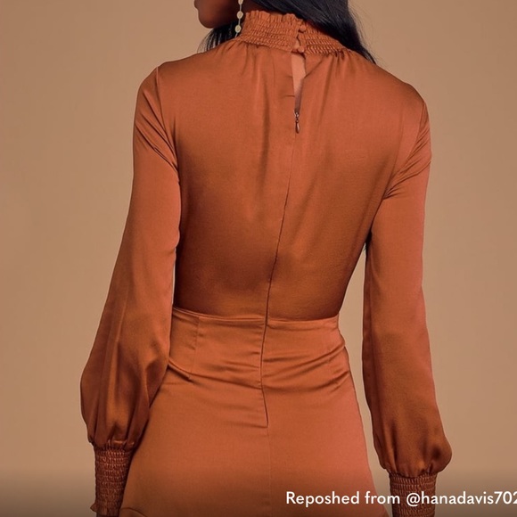 Lulu’s burnt orange smock dress M - Picture 4 of 9